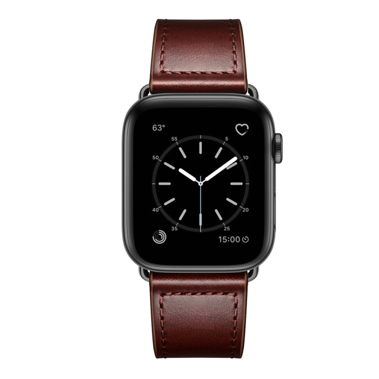 Leather Watch Band For Apple Watch Series 9&8&7 41mm / SE 3&SE 2&6&SE&5&4 40mm / 3&2&1 38mm(Red Palm Oil Leather + Black Buckle) by bashfashion