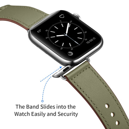 Leather Watch Band For Apple Watch Series 9&8&7 41mm / SE 3&SE 2&6&SE&5&4 40mm / 3&2&1 38mm(Army Green Needle Pattern+Silver Buckle) by bashfashion