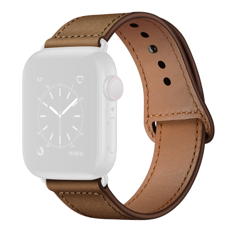 Leather Watch Band For Apple Watch Series 9&8&7 41mm / SE 3&SE 2&6&SE&5&4 40mm / 3&2&1 38mm(Dark Brown Crazy Horse + Black Buckle) by bashfashion