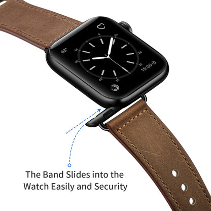Leather Watch Band For Apple Watch Series 9&8&7 41mm / SE 3&SE 2&6&SE&5&4 40mm / 3&2&1 38mm(Dark Brown Crazy Horse + Black Buckle) by bashfashion
