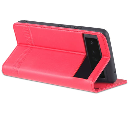 For Google Pixel 6 AZNS Magnetic Calf Texture Horizontal Flip Phone Leather Case(Red) by AZNS