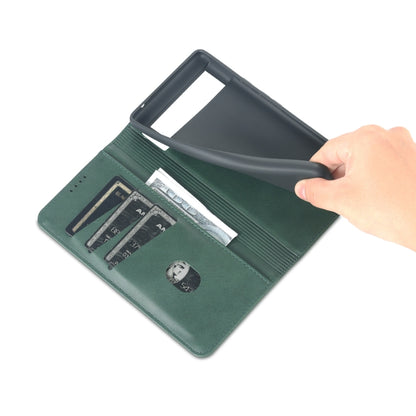 For Google Pixel 6 AZNS Magnetic Calf Texture Horizontal Flip Phone Leather Case(Dark Green) by AZNS