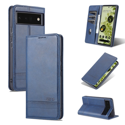 For Google Pixel 6 AZNS Magnetic Calf Texture Horizontal Flip Phone Leather Case(Dark Blue) by AZNS