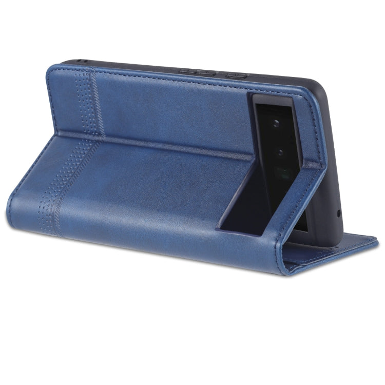 For Google Pixel 6 AZNS Magnetic Calf Texture Horizontal Flip Phone Leather Case(Dark Blue) by AZNS