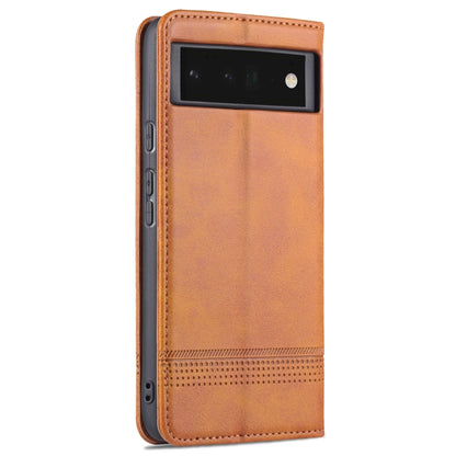 For Google Pixel 6 AZNS Magnetic Calf Texture Horizontal Flip Phone Leather Case(Light Brown) by AZNS