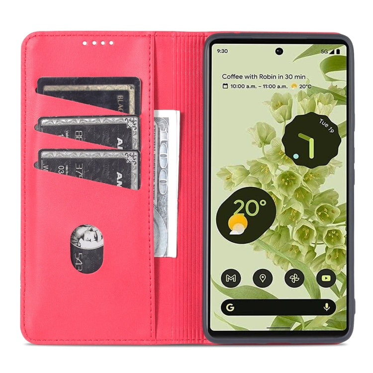 For Google Pixel 6 Pro AZNS Magnetic Calf Texture Horizontal Flip Phone Leather Case(Red) by AZNS