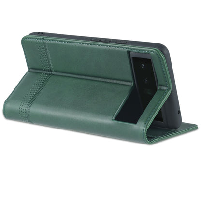 For Google Pixel 6 Pro AZNS Magnetic Calf Texture Horizontal Flip Phone Leather Case(Dark Green) by AZNS