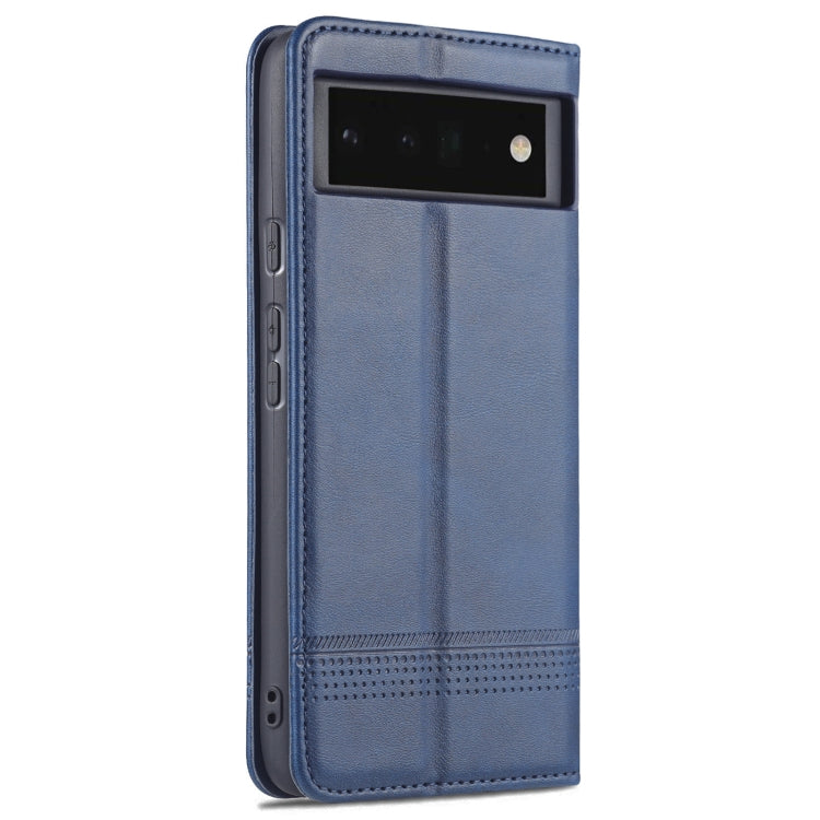 For Google Pixel 6 Pro AZNS Magnetic Calf Texture Horizontal Flip Phone Leather Case(Dark Blue) by AZNS