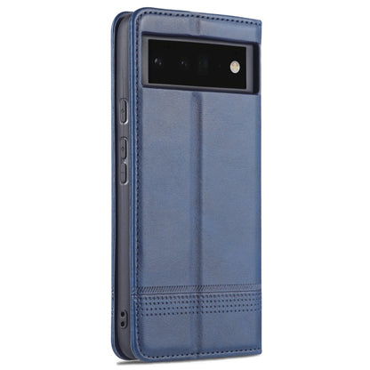 For Google Pixel 6 Pro AZNS Magnetic Calf Texture Horizontal Flip Phone Leather Case(Dark Blue) by AZNS