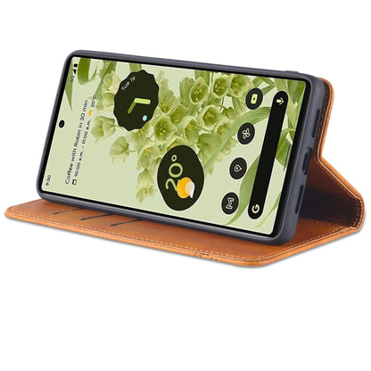 For Google Pixel 6 Pro AZNS Magnetic Calf Texture Horizontal Flip Phone Leather Case(Light Brown) by AZNS