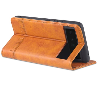 For Google Pixel 6 Pro AZNS Magnetic Calf Texture Horizontal Flip Phone Leather Case(Light Brown) by AZNS