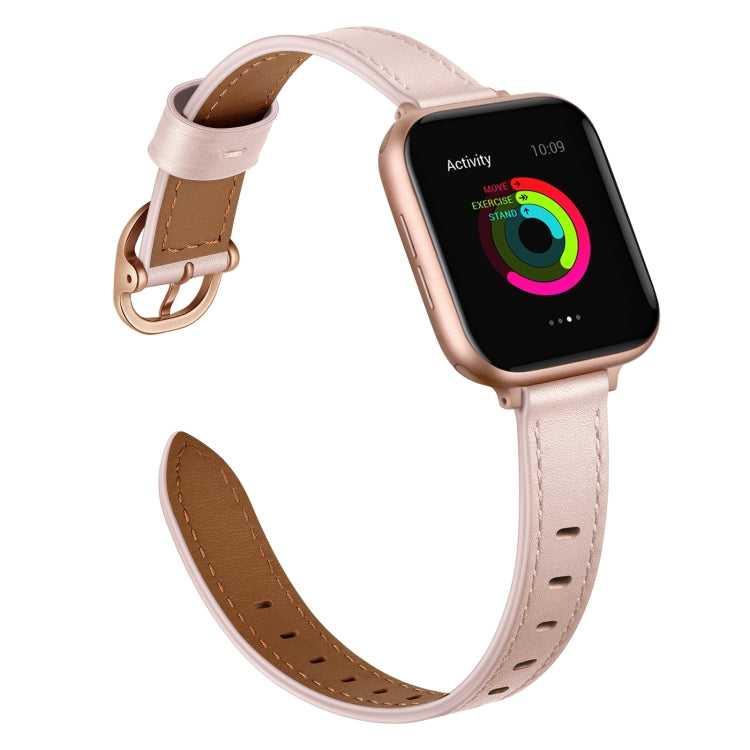 14mm Leather Watch Band For Apple Watch Series 9&8&7 41mm / SE 3&SE 2&6&SE&5&4 40mm / 3&2&1 38mm(Pink) by bashfashion