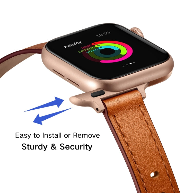 14mm Leather Watch Band For Apple Watch Ultra 49mm&Watch Ultra 2 49mm / Series 9&8&7 45mm / SE 3&SE 2&6&SE&5&4 44mm / 3&2&1 42mm(Semi Oil Brown) by bashfashion
