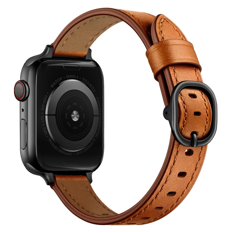 14mm Leather Watch Band For Apple Watch Ultra 49mm&Watch Ultra 2 49mm / Series 9&8&7 45mm / SE 3&SE 2&6&SE&5&4 44mm / 3&2&1 42mm(Semi Oil Brown Black Buckle) by bashfashion