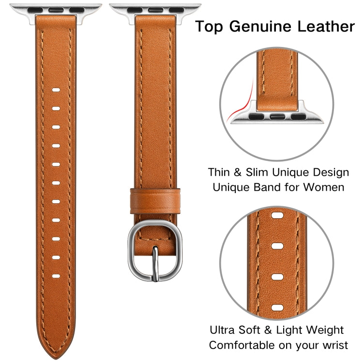 14mm Leather Watch Band For Apple Watch Ultra 49mm&Watch Ultra 2 49mm / Series 9&8&7 45mm / SE 3&SE 2&6&SE&5&4 44mm / 3&2&1 42mm(Semi Oil Brown Silver Buckle) by bashfashion