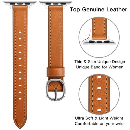 14mm Leather Watch Band For Apple Watch Ultra 49mm&Watch Ultra 2 49mm / Series 9&8&7 45mm / SE 3&SE 2&6&SE&5&4 44mm / 3&2&1 42mm(Semi Oil Brown Silver Buckle) by bashfashion