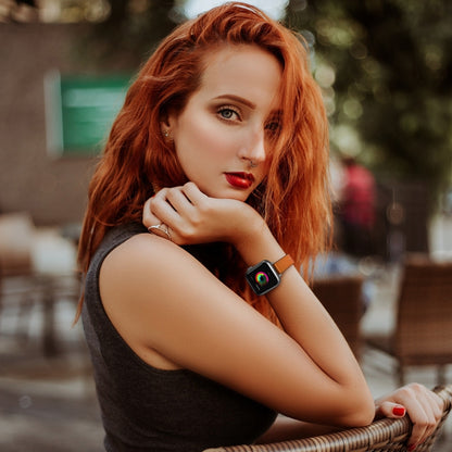 14mm Leather Watch Band For Apple Watch Ultra 49mm&Watch Ultra 2 49mm / Series 9&8&7 45mm / SE 3&SE 2&6&SE&5&4 44mm / 3&2&1 42mm(Semi Oil Brown Silver Buckle) by bashfashion