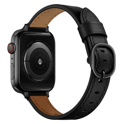 14mm Leather Watch Band For Apple Watch Ultra 49mm&Watch Ultra 2 49mm / Series 9&8&7 45mm / SE 3&SE 2&6&SE&5&4 44mm / 3&2&1 42mm(Black Black Buckle) by bashfashion