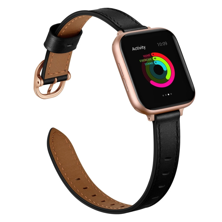 14mm Leather Watch Band For Apple Watch Ultra 49mm&Watch Ultra 2 49mm / Series 9&8&7 45mm / SE 3&SE 2&6&SE&5&4 44mm / 3&2&1 42mm(Black Rose Gold Buckle) by bashfashion