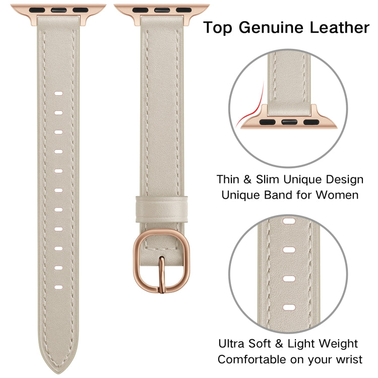 14mm Leather Watch Band For Apple Watch Ultra 49mm&Watch Ultra 2 49mm / Series 9&8&7 45mm / SE 3&SE 2&6&SE&5&4 44mm / 3&2&1 42mm(Creamy-white) by bashfashion