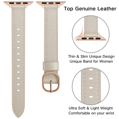 14mm Leather Watch Band For Apple Watch Ultra 49mm&Watch Ultra 2 49mm / Series 9&8&7 45mm / SE 3&SE 2&6&SE&5&4 44mm / 3&2&1 42mm(Creamy-white) by bashfashion
