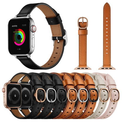 14mm Leather Watch Band For Apple Watch Ultra 49mm&Watch Ultra 2 49mm / Series 9&8&7 45mm / SE 3&SE 2&6&SE&5&4 44mm / 3&2&1 42mm(Black Silver Buckle) by bashfashion