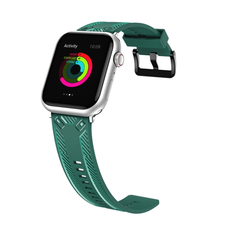 Carbon Fiber Texture Watch Band For Apple Watch Series 9&8&7 41mm / SE 3&SE 2&6&SE&5&4 40mm / 3&2&1 38mm(Green) by bashfashion