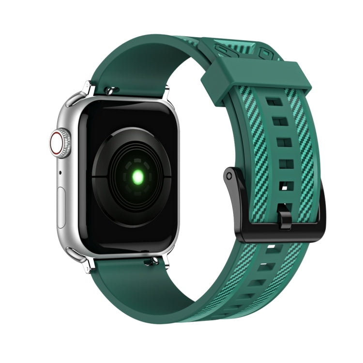 Carbon Fiber Texture Watch Band For Apple Watch Ultra 49mm&Watch Ultra 2 49mm / Series 9&8&7 45mm / SE 3&SE 2&6&SE&5&4 44mm / 3&2&1 42mm(Green) by bashfashion