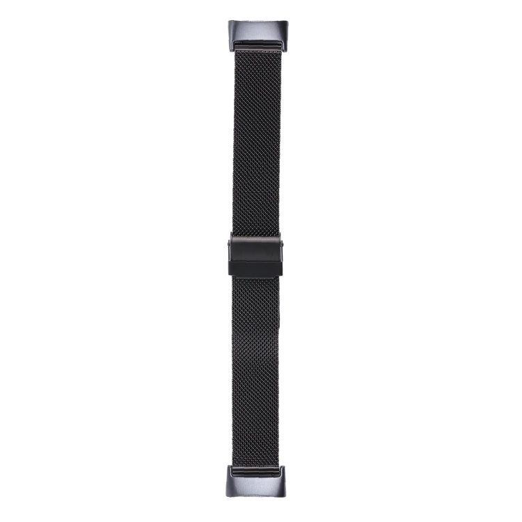 For Fitbit Charge 5 Milan Steel Double Buckles Strap Watch Band(Black) by bashfashion