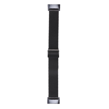 For Fitbit Charge 5 Milan Steel Double Buckles Strap Watch Band(Black) by bashfashion