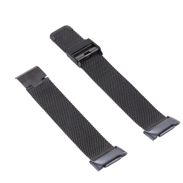 For Fitbit Charge 5 Milan Steel Double Buckles Strap Watch Band(Black) by bashfashion