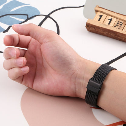 For Fitbit Charge 5 Milan Steel Double Buckles Strap Watch Band(Black) by bashfashion