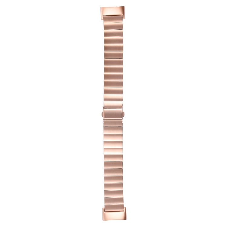 For Fitbit Charge 5 One-bead Steel Strap Watch Band(Rose Gold) by bashfashion