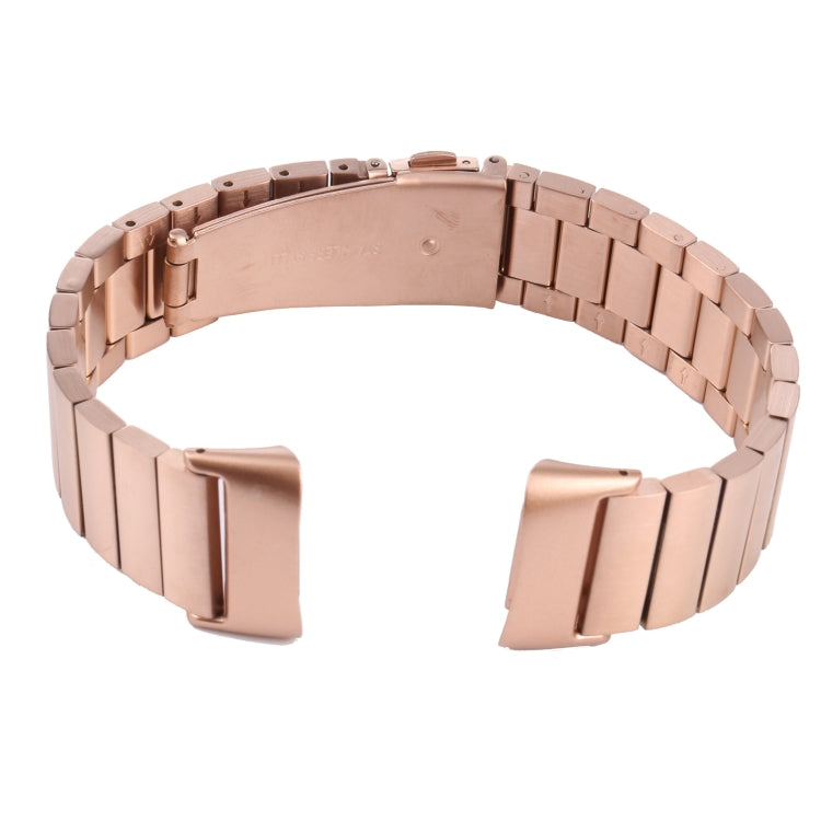 For Fitbit Charge 5 One-bead Steel Strap Watch Band(Rose Gold) by bashfashion