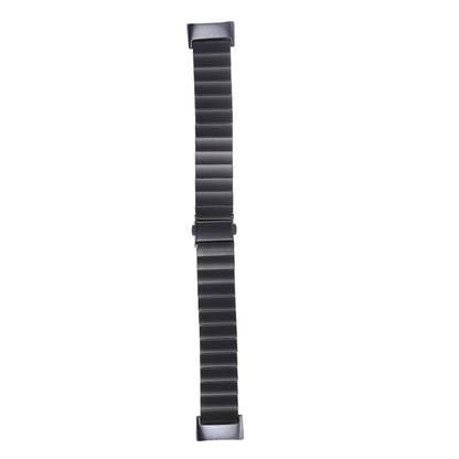 For Fitbit Charge 5 One-bead Steel Strap Watch Band(Black) by bashfashion