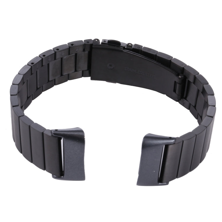 For Fitbit Charge 5 One-bead Steel Strap Watch Band(Black) by bashfashion
