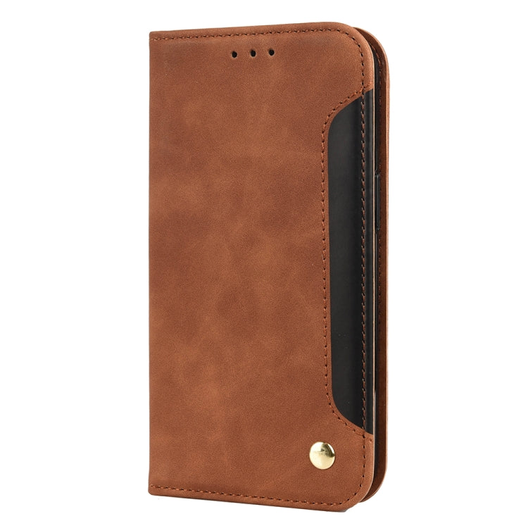 For iPhone 13 Pro Max Skin Feel Splicing Leather Phone Case (Brown) by bashfashion