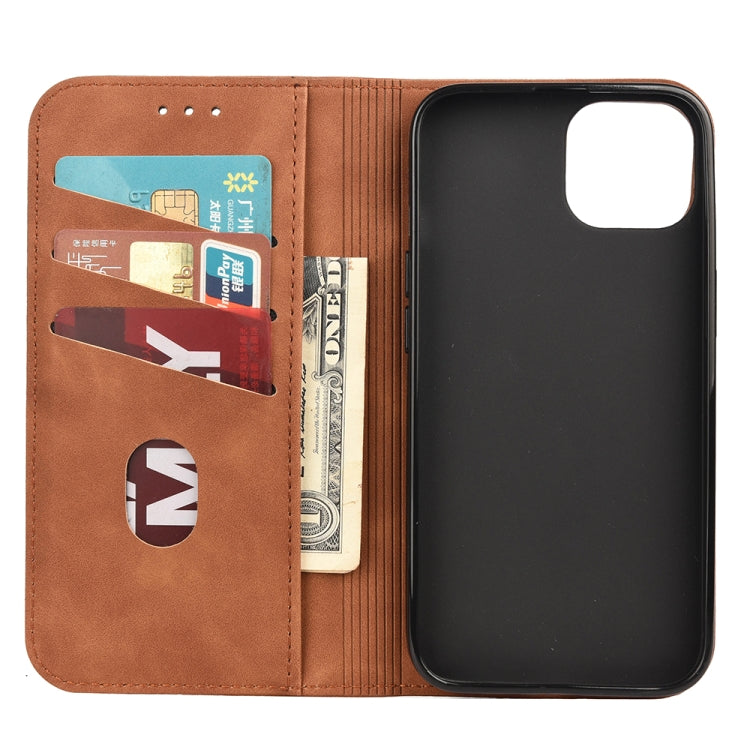 For iPhone 13 Pro Max Skin Feel Splicing Leather Phone Case (Brown) by bashfashion