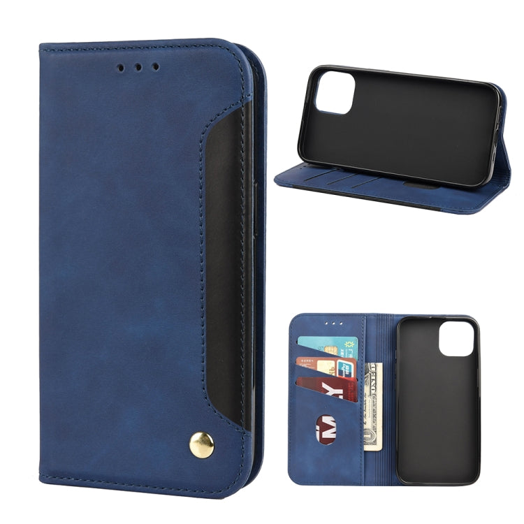 For iPhone 13 Pro Max Skin Feel Splicing Leather Phone Case (Blue) by bashfashion
