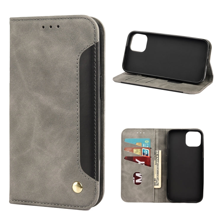 For iPhone 13 Pro Max Skin Feel Splicing Leather Phone Case (Grey) by bashfashion