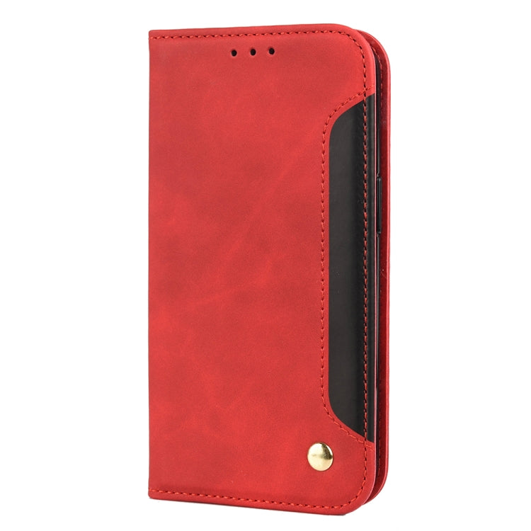 For iPhone 13 Pro Skin Feel Splicing Leather Phone Case (Red)