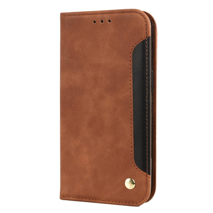 For iPhone 13 Pro Skin Feel Splicing Leather Phone Case (Brown) by bashfashion