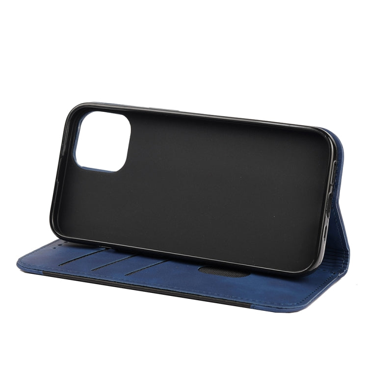 For iPhone 13 Pro Skin Feel Splicing Leather Phone Case (Blue) by bashfashion