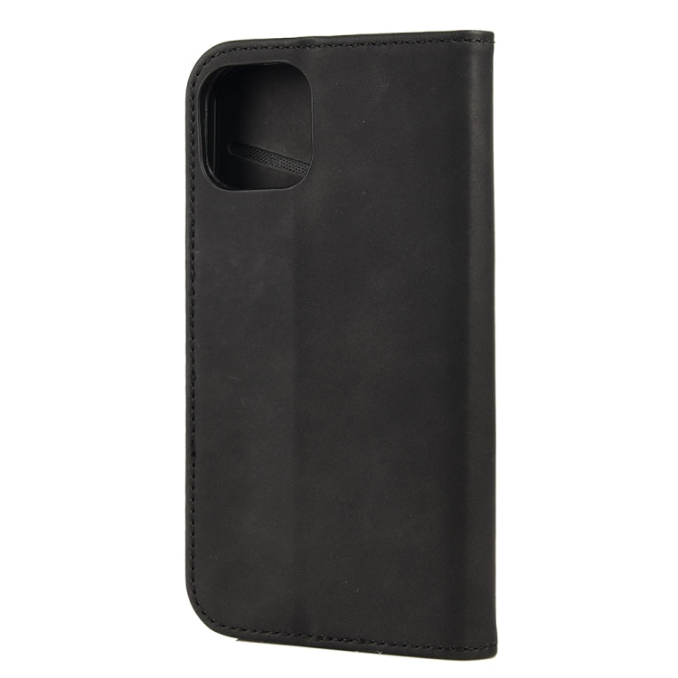 For iPhone 13 Skin Feel Splicing Leather Phone Case(Black)