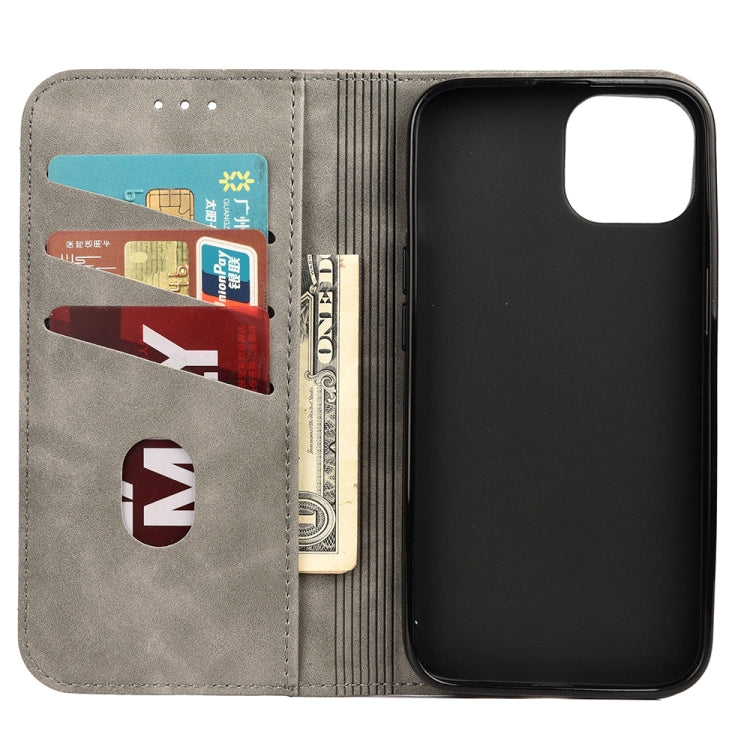 For iPhone 13 Skin Feel Splicing Leather Phone Case(Grey) by bashfashion