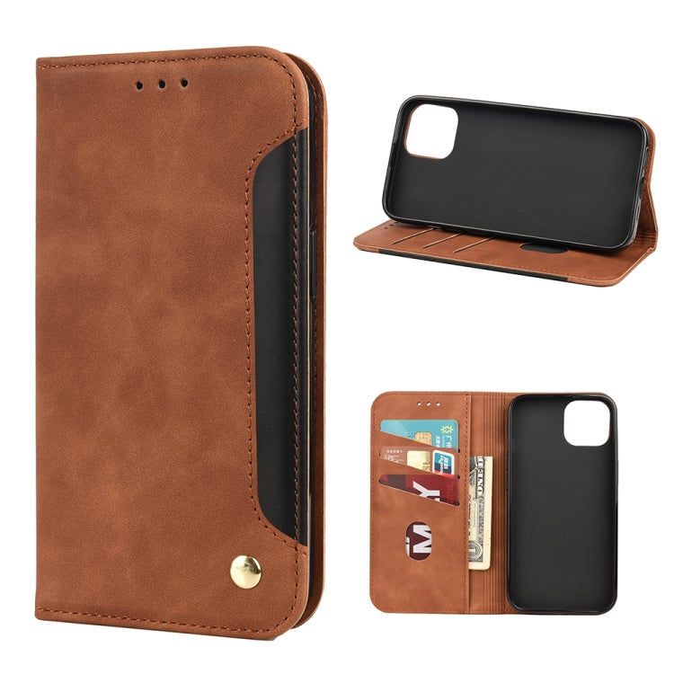For iPhone 12 Pro Max Skin Feel Splicing Leather Phone Case(Brown) by bashfashion