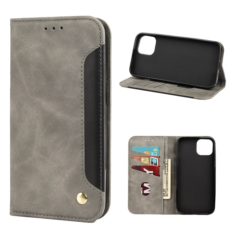 For iPhone 12 Pro Max Skin Feel Splicing Leather Phone Case(Grey) by bashfashion