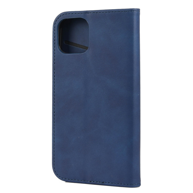 For iPhone 12 mini Skin Feel Splicing Leather Phone Case (Blue) by bashfashion