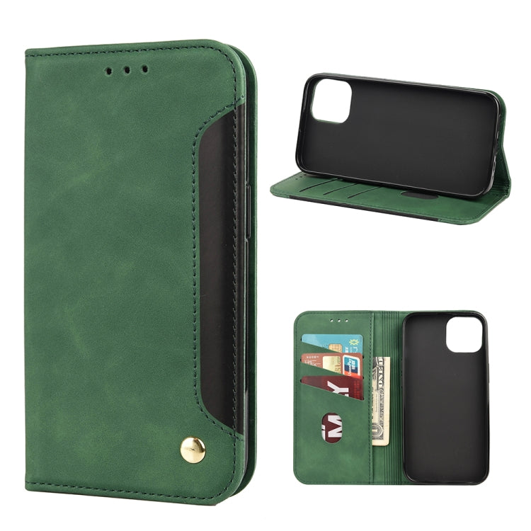 For iPhone 12 mini Skin Feel Splicing Leather Phone Case (Green) by bashfashion