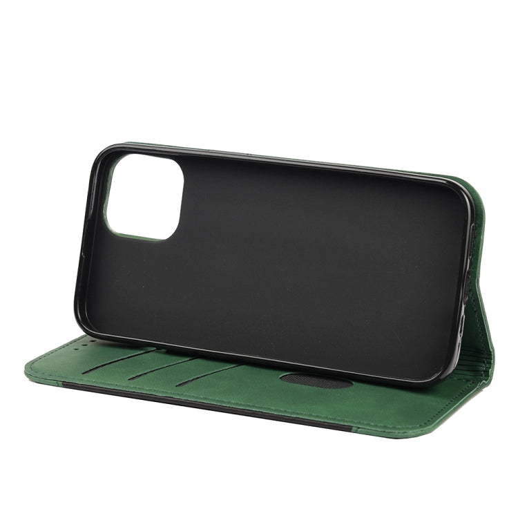 For iPhone 12 mini Skin Feel Splicing Leather Phone Case (Green) by bashfashion
